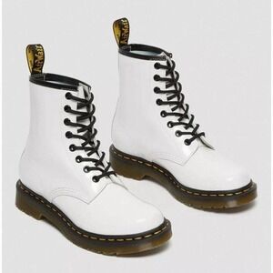 Dr Martens 1460 White Patent Leather Lace Up Combat Boots Womens Size 7 US